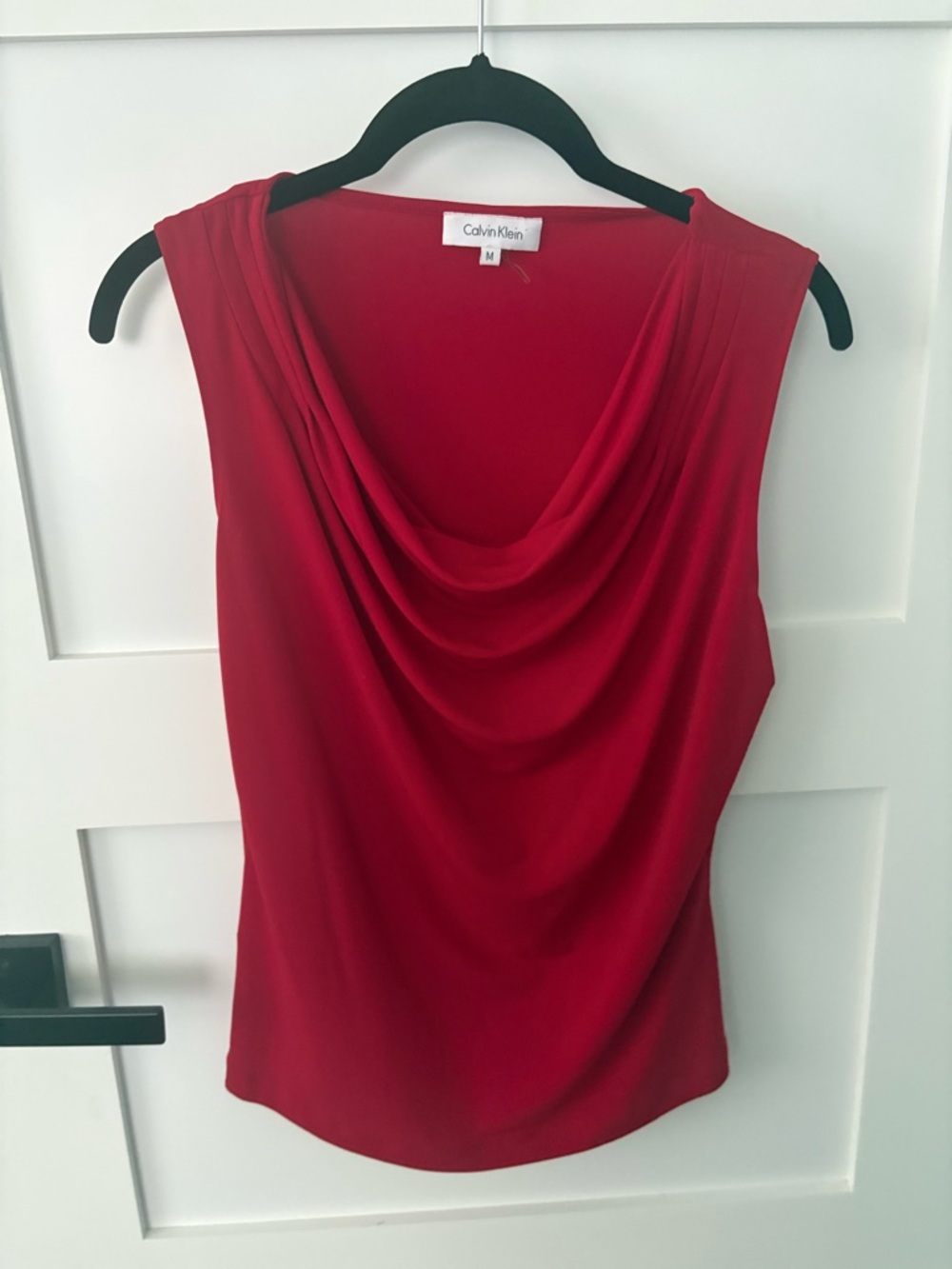 Calvin Klein Red Cowl Neck Sleeveless Top